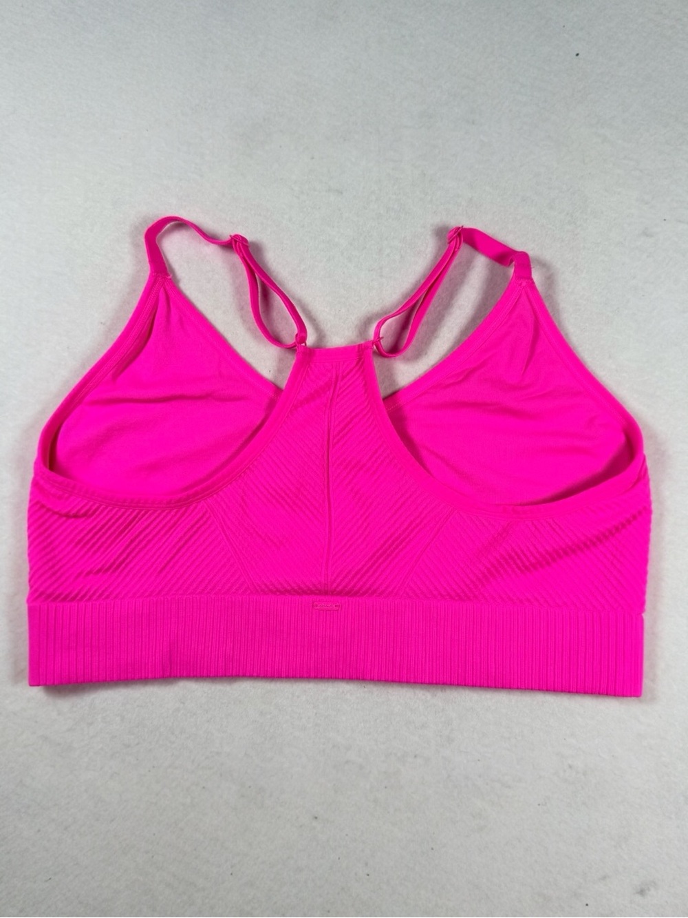 PINK Victoria’s Secret Hot Pink Ribbed Racerback Sports Bra M - Picture 9 of 9